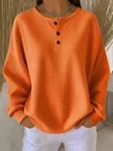 Women's Waffle Knit Henley Sweatshirt