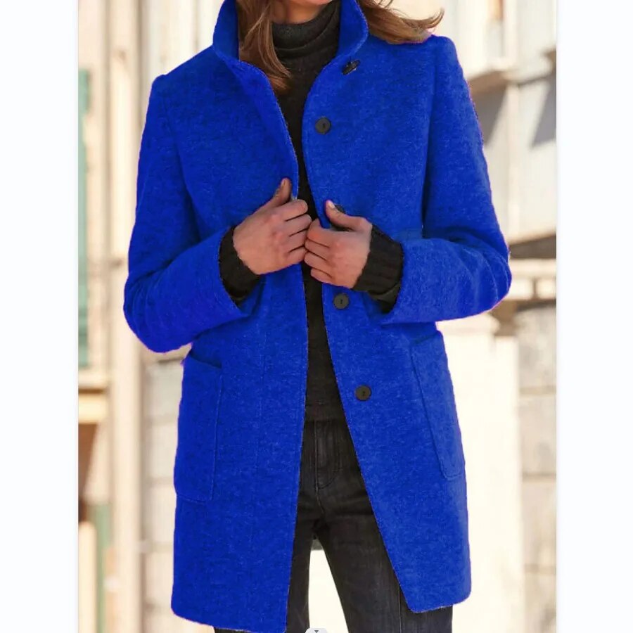 Women's Stand Collar Wool Coat
