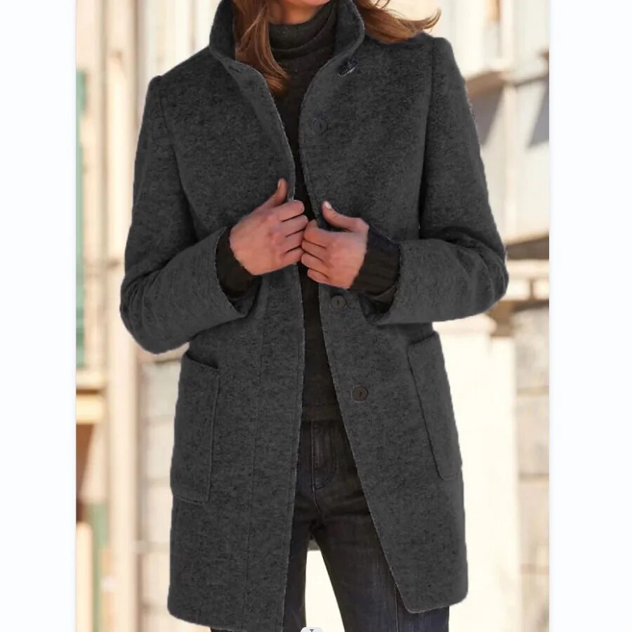 Women's Stand Collar Wool Coat