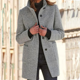 Women's Stand Collar Wool Coat