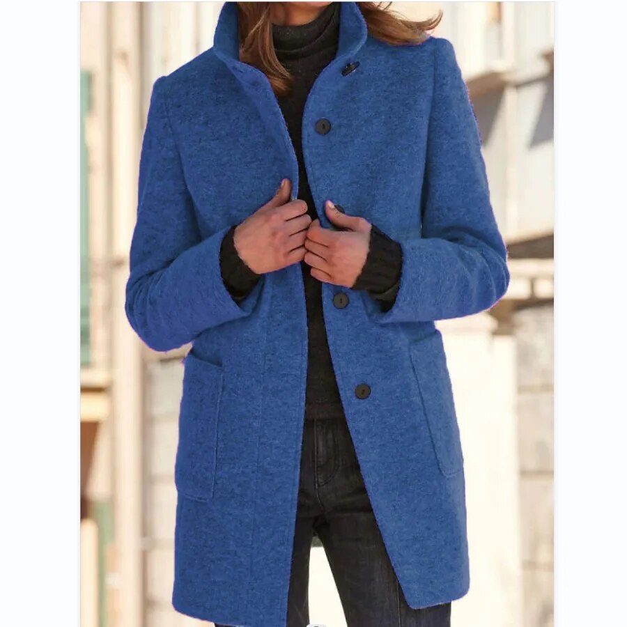 Women's Stand Collar Wool Coat