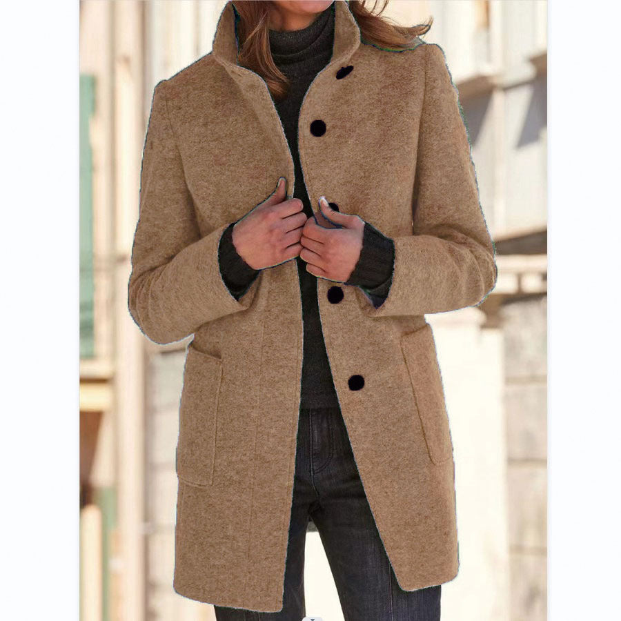 Women's Stand Collar Wool Coat