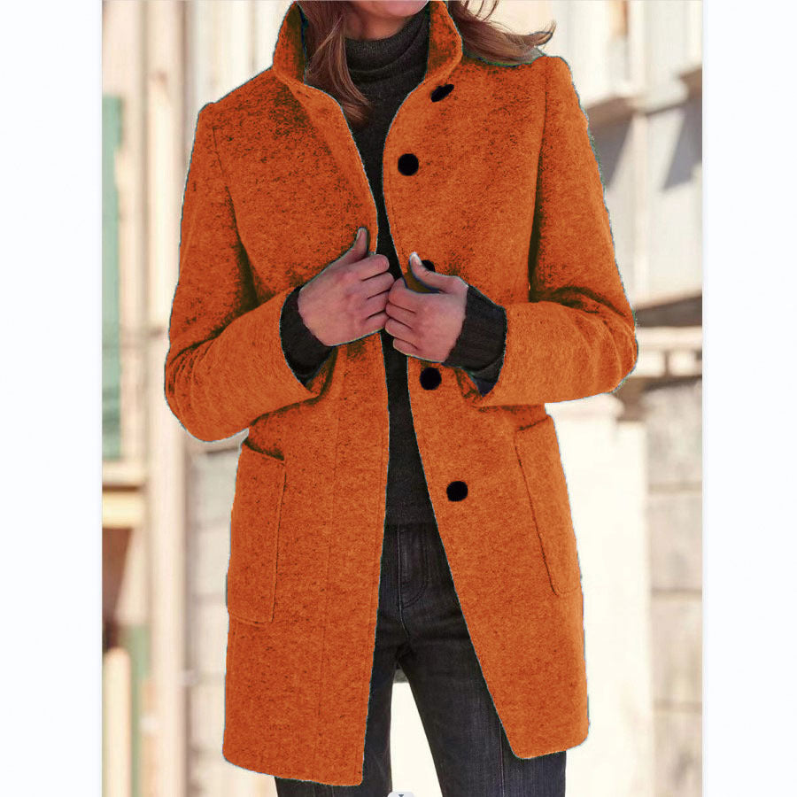 Women's Stand Collar Wool Coat