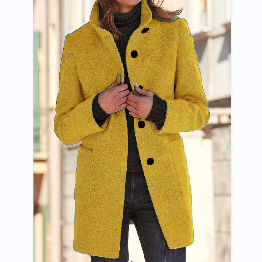 Women's Stand Collar Wool Coat