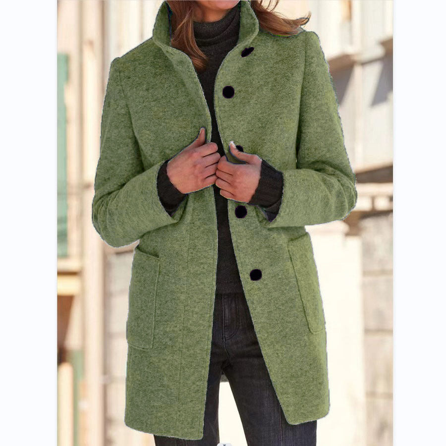 Women's Stand Collar Wool Coat
