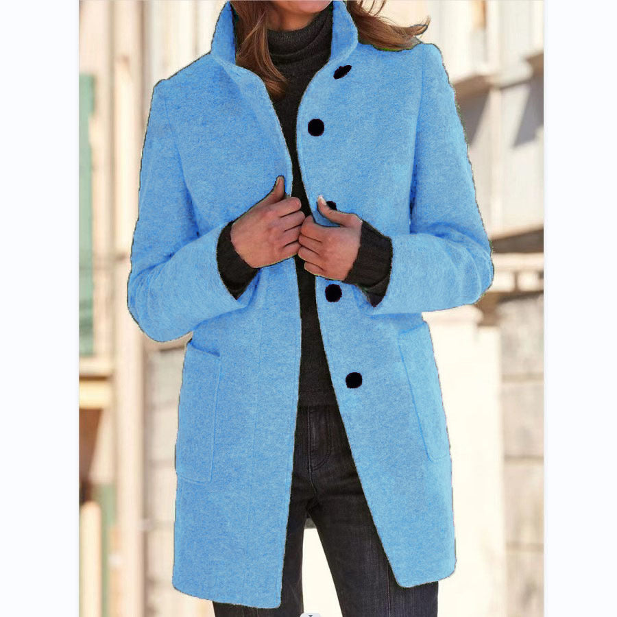 Women's Stand Collar Wool Coat