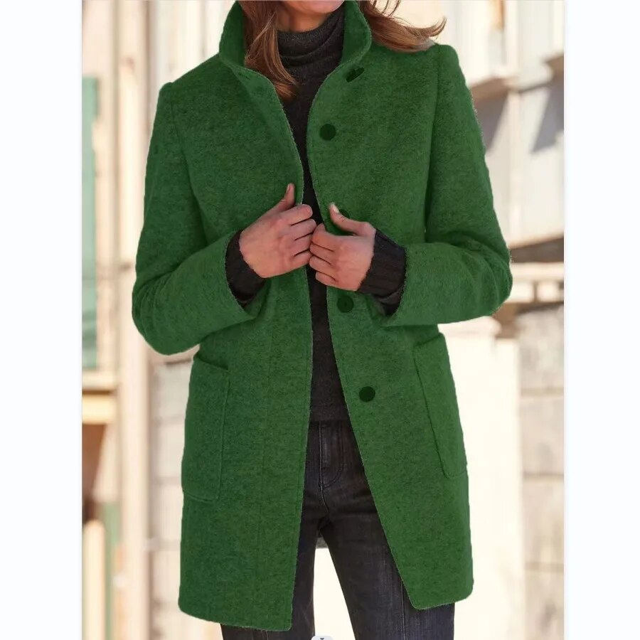 Women's Stand Collar Wool Coat