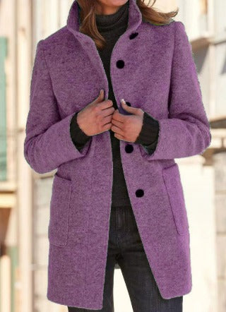 Women's Stand Collar Wool Coat