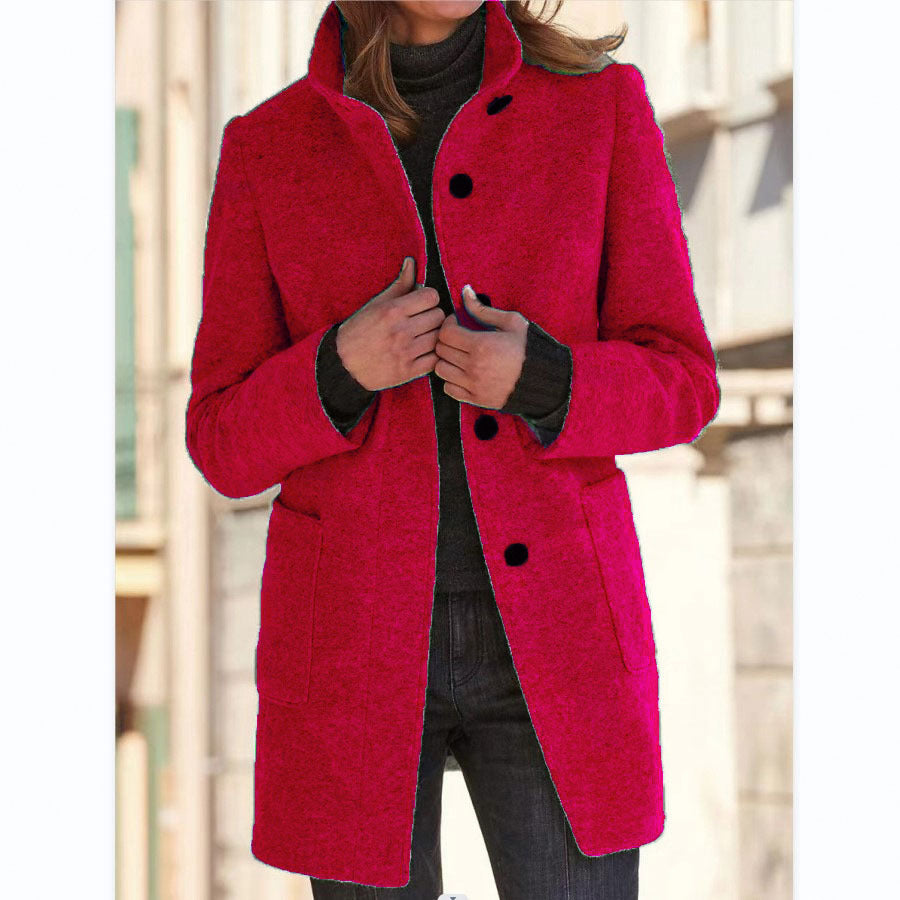 Women's Stand Collar Wool Coat