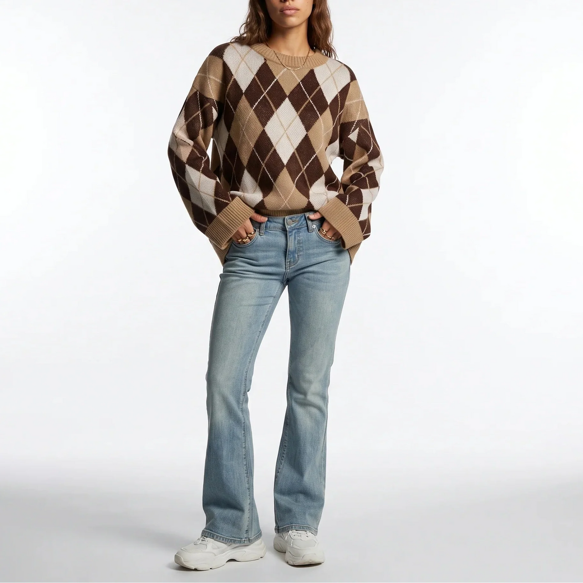 Women's Diamond Pattern Knit Jumper