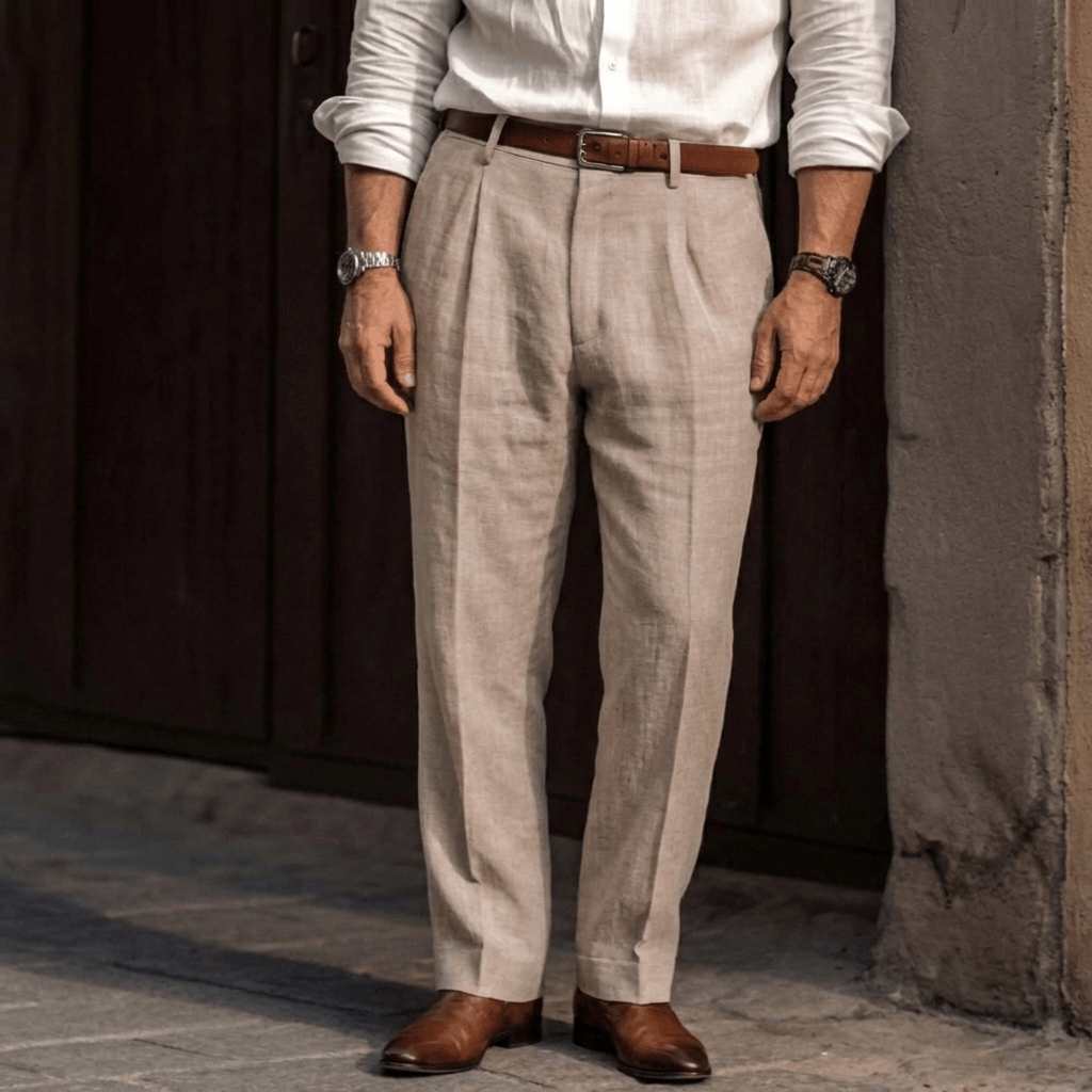 Men's Regular Fit Pleated Trousers