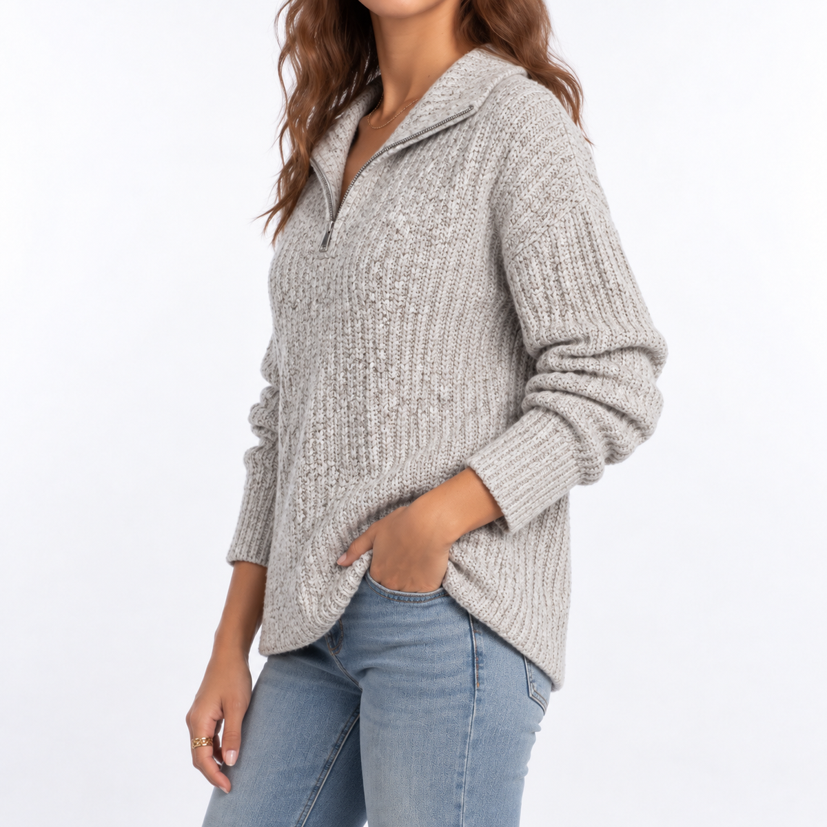 Women's Textured Quarter Zip Jumper