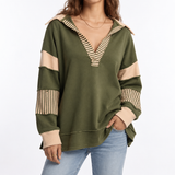 Women's Oversized Striped Sleeve Sweatshirt