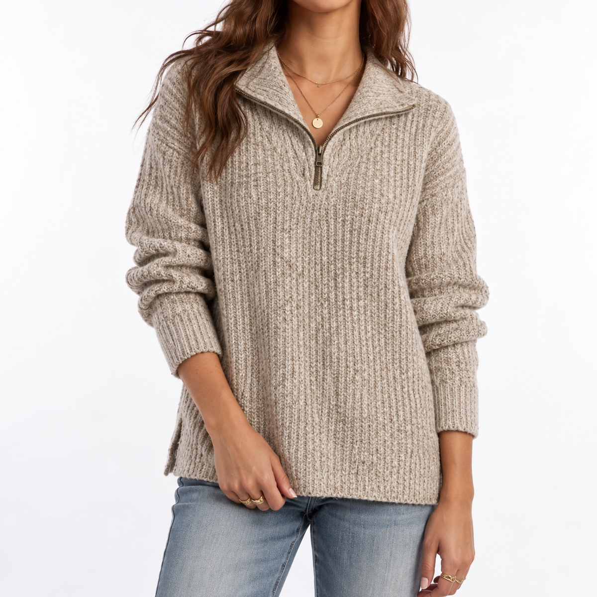 Women's Textured Quarter Zip Jumper