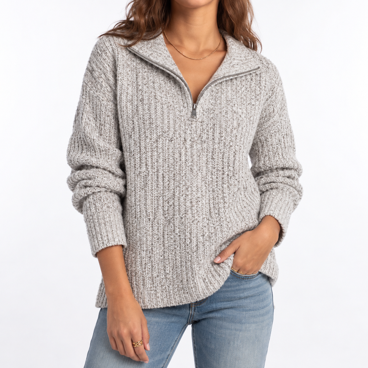 Women's Textured Quarter Zip Jumper