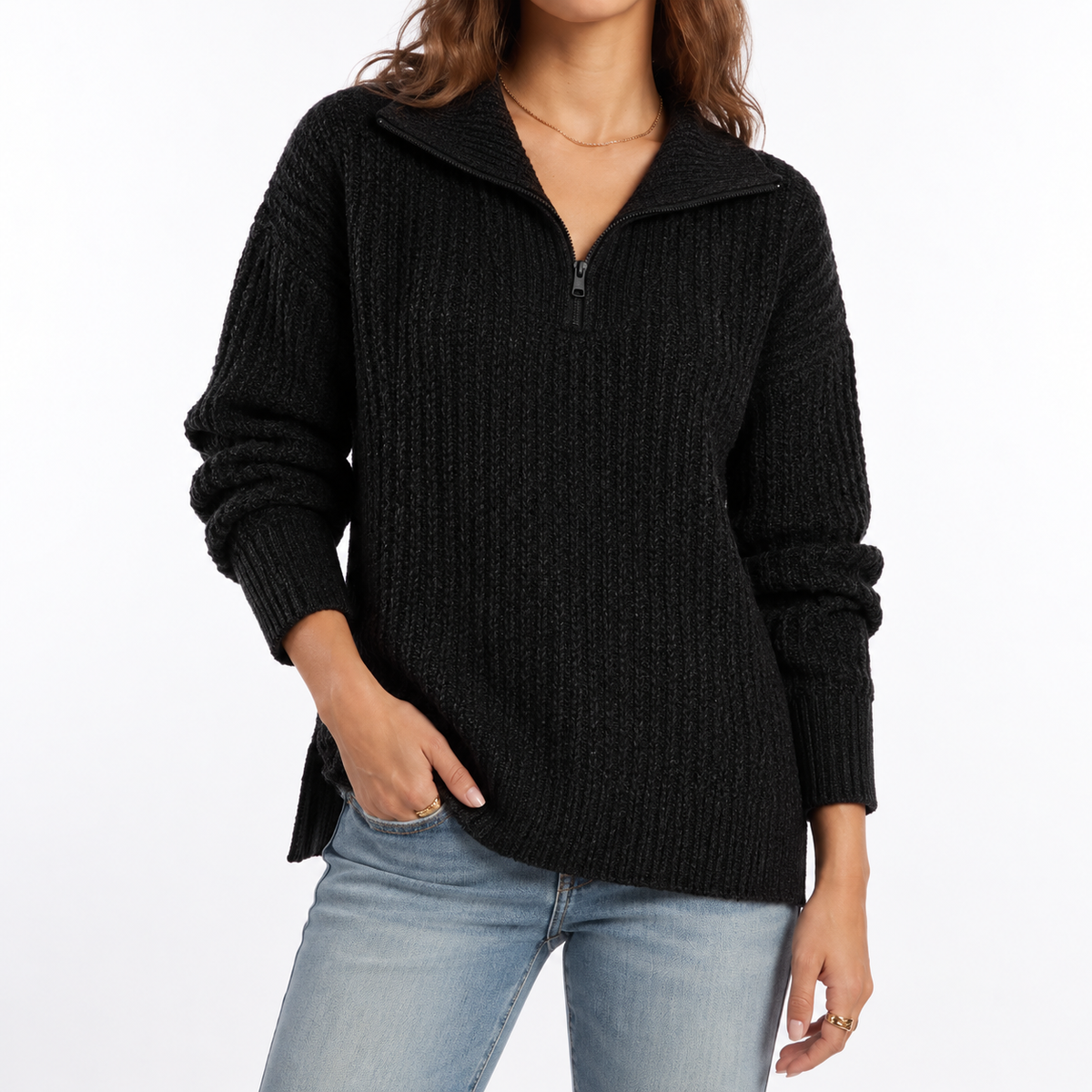 Women's Textured Quarter Zip Jumper
