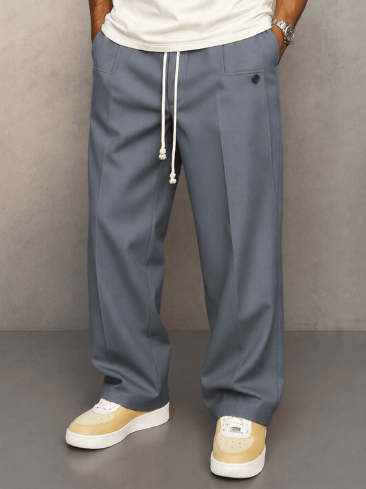 Men's Pleated Wide Leg Trousers