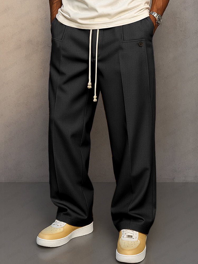 Men's Pleated Wide Leg Trousers