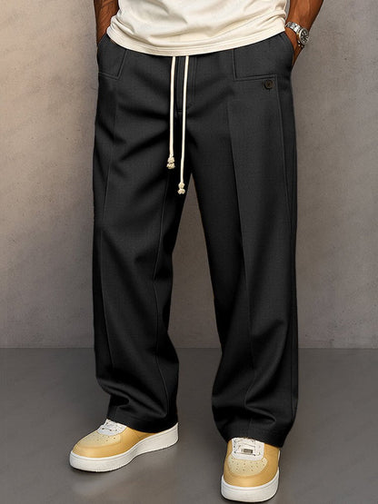 Men's Pleated Wide Leg Trousers