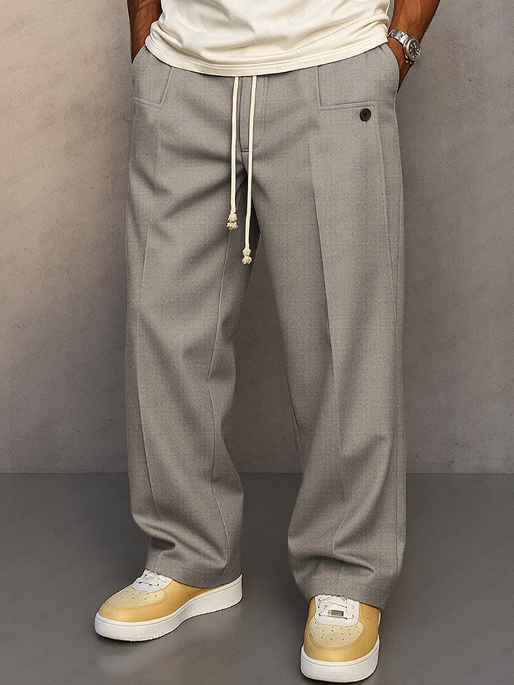 Men's Pleated Wide Leg Trousers