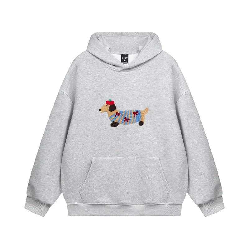 Women's Embroidered Dachshund Oversized Hoodie