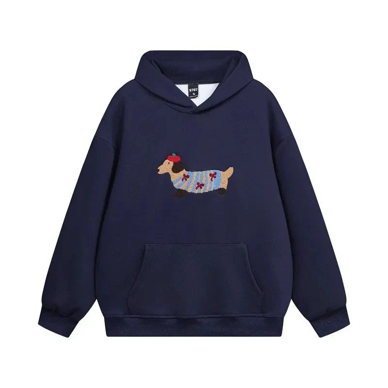 Women's Embroidered Dachshund Oversized Hoodie