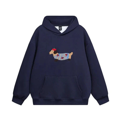 Women's Embroidered Dachshund Oversized Hoodie
