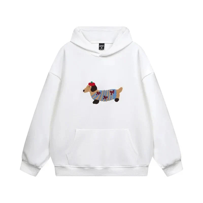 Women's Embroidered Dachshund Oversized Hoodie