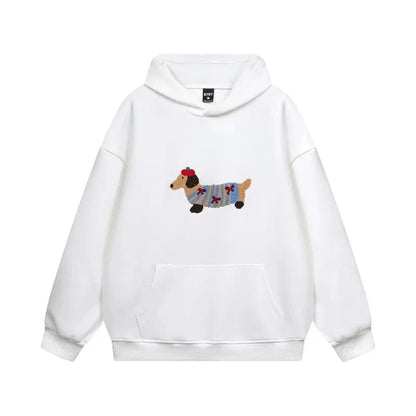 Women's Embroidered Dachshund Oversized Hoodie