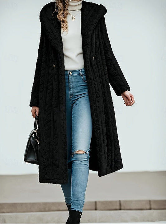 Women's Long Hooded Teddy Coat