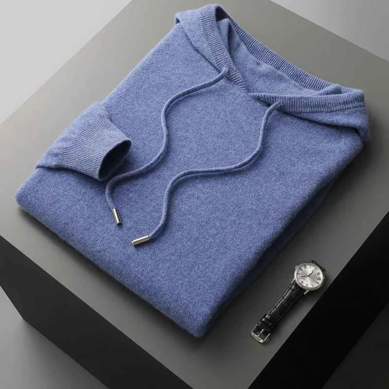 Men's Casual Knit Hooded Jumper