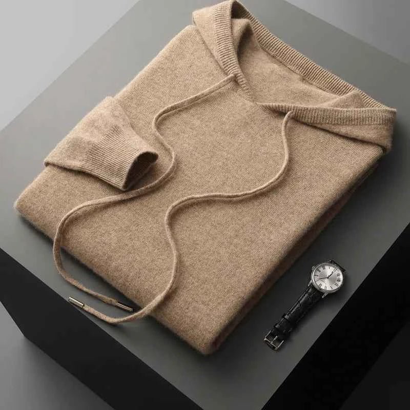 Men's Casual Knit Hooded Jumper