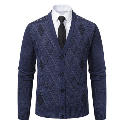 Men's V-Neck Knit Cardigan Jacket