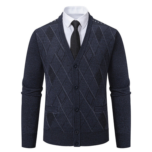 Men's V-Neck Knit Cardigan Jacket