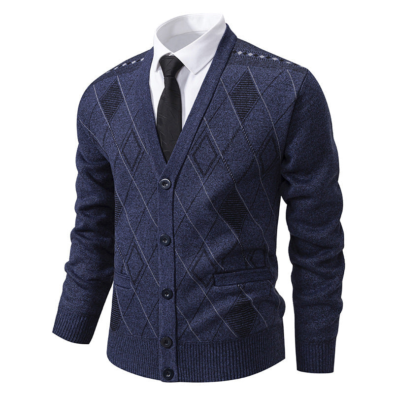 Men's V-Neck Knit Cardigan Jacket