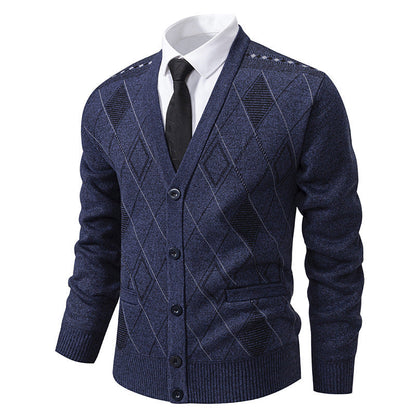 Men's V-Neck Knit Cardigan Jacket