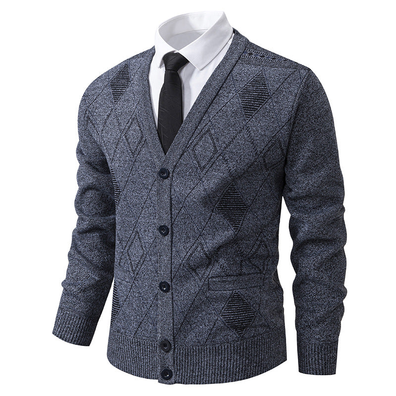 Men's V-Neck Knit Cardigan Jacket