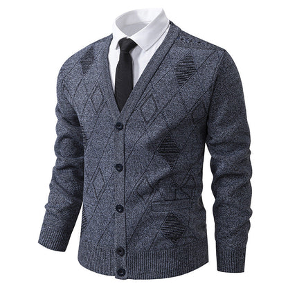 Men's V-Neck Knit Cardigan Jacket