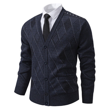 Men's V-Neck Knit Cardigan Jacket