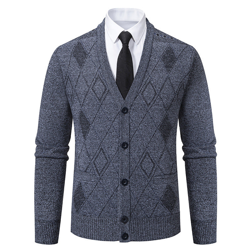 Men's V-Neck Knit Cardigan Jacket