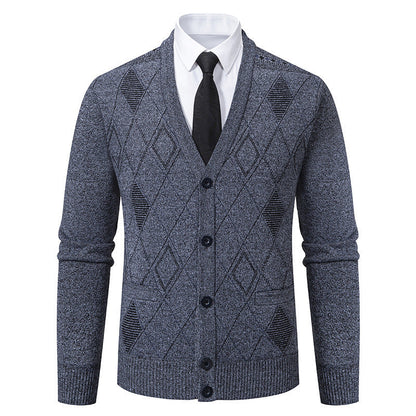 Men's V-Neck Knit Cardigan Jacket