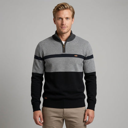 Men's Colour Block Quarter-Zip Jumper