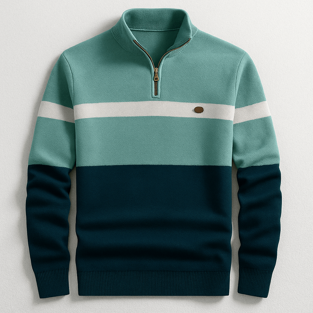 Men's Colour Block Quarter-Zip Jumper
