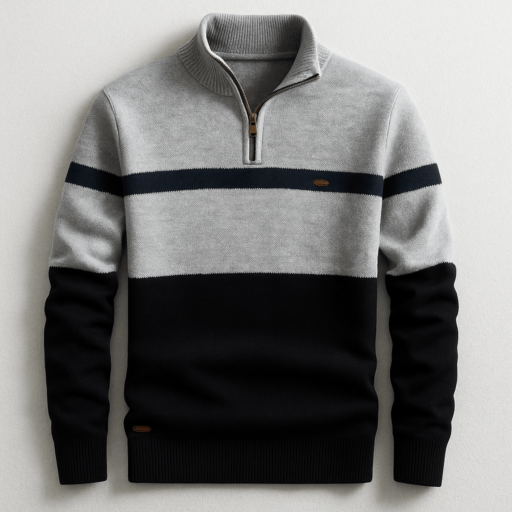 Men's Colour Block Quarter-Zip Jumper