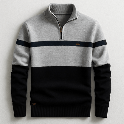 Men's Colour Block Quarter-Zip Jumper