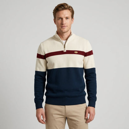 Men's Colour Block Quarter-Zip Jumper