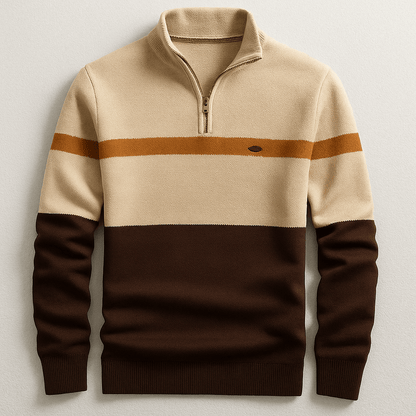 Men's Colour Block Quarter-Zip Jumper
